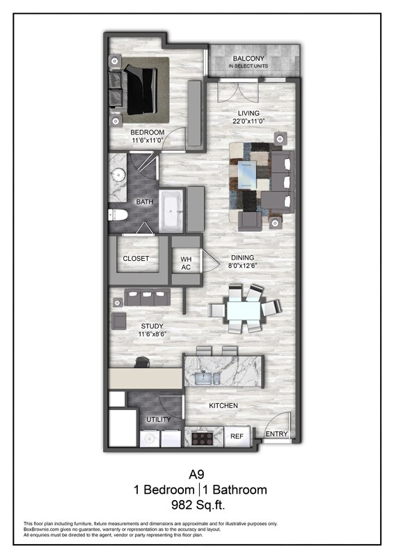 Floor plan layout diagram for A9
